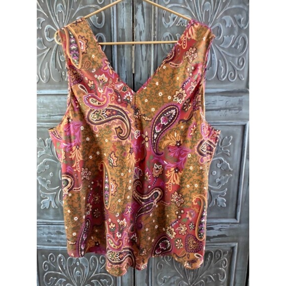 Intimates Lane Bryant 100% Silk Size 26/28 4X Pajama Top Paisley Boho Womens - Picture 2 of 7